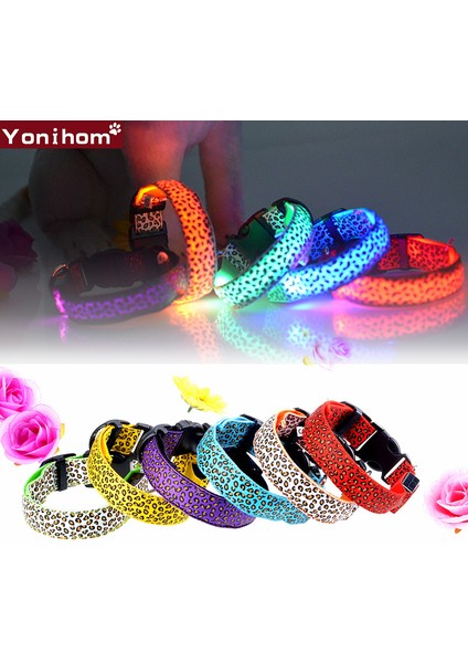 Sarı Stil M Beden Naylon LED Evcil Hayvan Tasma, Gece Güvenlik Işıldayan Kedi Tasma, Leopar Köpekler Luminöz Floresan Tasmalar Evcil Hayvan Malzemeleri (Yurt Dışından)