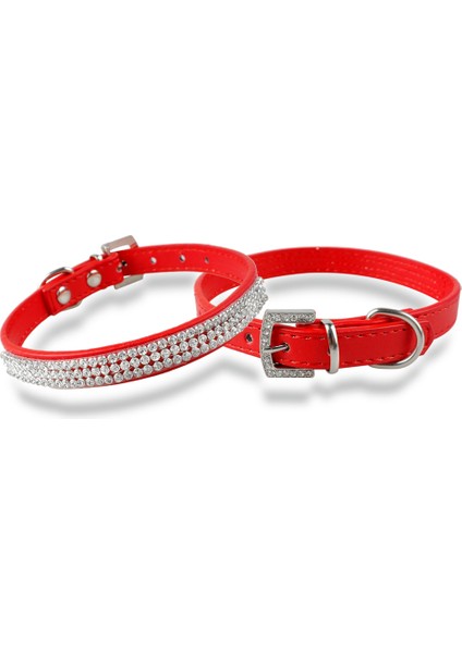 009 Kırmızı Stil S Beden Bling Kristal Köpek Tasma Deri Köpekler Kedi Tasma Yaka Küçük Köpekler Yavru Kedi Kolye Chihuahua Yorkshire Pug Beagle (Yurt Dışından)