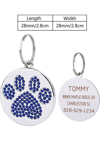 Mavi Yuvarlak Stil Kişiselleştirilmiş Kedi Etiketi Metal Kazınmış Kimlik Etiketleri Pet Ürünü Adres Etiketi Köpek Aksesuarı Için Özel Köpek Etiketleri (Yurt Dışından)