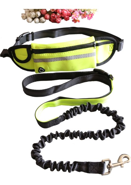 Yeşil Stil 130CM Yansıtıcı Çekiş Ipi Çekiş Ipi Evcil Hayvan Köpek Koşu Kemeri Elastik Eller Serbest Koşu Çekiş Ipi Bel Çekiş Ipi (Yurt Dışından)