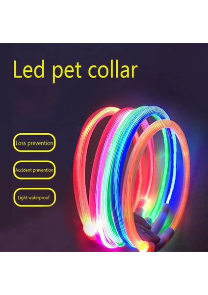 Turuncu Tarzı L Beden USB Şarj Edilebilir Pet Köpek Tasması Ayarlanabilir LED Tüp Flaşör Gece Köpek Tasması Parlayan Lüminesans Güvenlik Evcil Hayvanlar Tasması (Yurt Dışından)