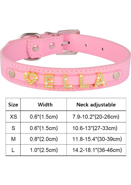 Pembe Tarzı M Beden Kişiselleştirilmiş Köpek Yaka Deri Taşlı Bling Şeritler Ayarlanabilir Özel Naylon Yaka Yavru Orta Büyük Evcil Köpek Yaka (Yurt Dışından)