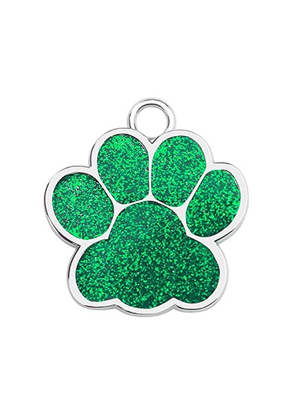 Yeşil Stil L(25MMX28MM) Özel Tasarım Kedi Köpek Kimlik Etiketleri Simli Pati Kişiselleştirilmiş Lazer Kazıma Isim ve Numara Kolye Etiketi Hediye Için Kedi Yavru Köpek (Yurt Dışından)