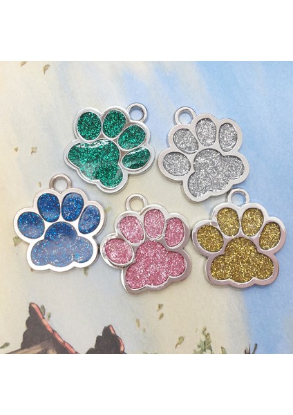 Yeşil Stil L(25MMX28MM) Özel Tasarım Kedi Köpek Kimlik Etiketleri Simli Pati Kişiselleştirilmiş Lazer Kazıma Isim ve Numara Kolye Etiketi Hediye Için Kedi Yavru Köpek (Yurt Dışından) modelleri