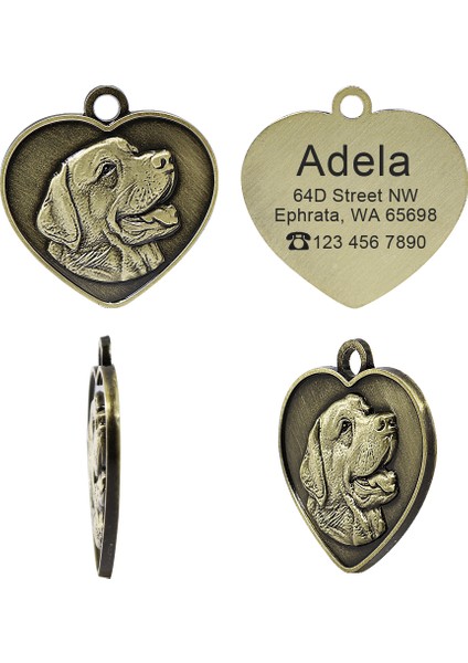 Golden Retriever Stili M Beden Özel Gravürlü Köpek Kimlik Etiği Kaybolmaz Köpekler Kedi Etiketleri Isim Plakası Ücretsiz Gravür Köpekler Kediler Isim Plakaları Kalp Şekilli Pet Kolye (Yurt Dışından) indirimleri