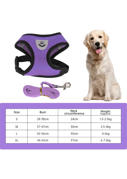 Mor Tarzı S Beden Ayarlanabilir Köpek Çekiş Kemeri Göğüs Kemeri Çekiş Kemeri Yele Tasma Nefes Alabilir Kedi ve Köpek Aksesuarları (Yurt Dışından)
