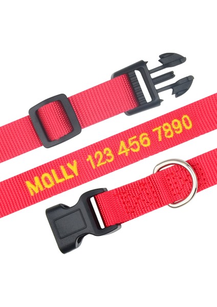 Kırmızı Stil M (35-50 Cm) Nakışlı Köpek Tasması Kişiselleştirilmiş Özel Kedi Tasması Isim Telefon Numarası Naylon Köpek Kolyesi Küçük Büyük Yavru (Yurt Dışından)