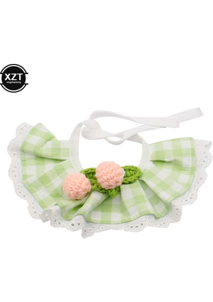 Yeşil Stil L-30-35CM Sevimli Dantel Köpek Tasma Kedi Tasma Fiyonk Pet Tasma Yaka Bibs Sevimli Köpek Kedi Kolye Dekor Küçük Köpekler Kediler Için Damalı Çiçekler Tasma (Yurt Dışından)