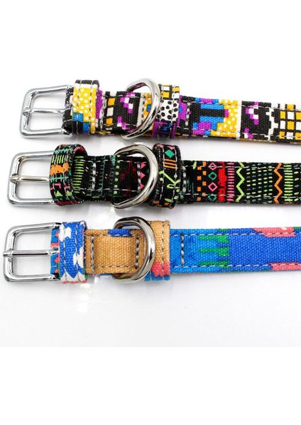 6 Numara Stili Xs Beden Ardemer Tuval Renkli Basılı Bohem Köpek Tasma Konfor Ayarlanabilir Evcil Köpek Kedi Tasma (Yurt Dışından)
