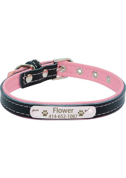 Pembe Tarzı Xs Beden Kişiselleştirilmiş Isim Levhalı Köpek Tasması Kazınmış Kimlik Etiketi Yavru Kedi Köpek Tasma Küçük Orta Büyük Köpekler Için Deri Pet Tasma (Yurt Dışından)