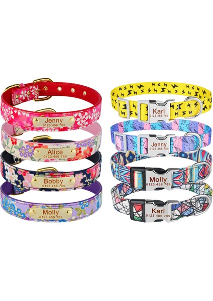 Bir Stil S Beden Özel Naylon Tasma Evcil Hayvan Tasmaları Ayarlanabilir Yavru Orta Büyük Köpekler Kimlik Kişiselleştirilmiş Köpek Kedi Etiketi Ücretsiz Gravür Isim Köpek Tasmaları (Yurt Dışından) fiyatları