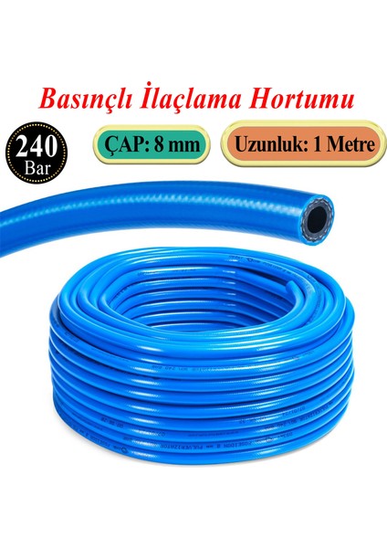 Basınçlı İlaçlama Hortumu 240 Bar 8 mm 1 Metre Ağaç Bitki Yaprak Sebze Meyve Tarım Ziraat Hortum