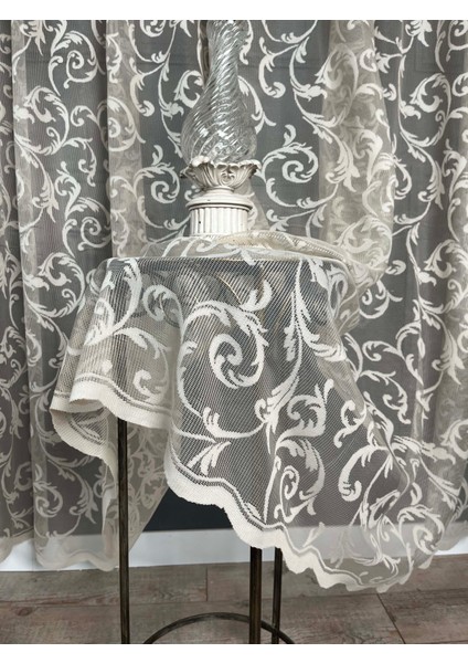 Şal Desen Tül Perde, 1/2 Seyrek Pile Bej - 220 x 200 cm fırsatları