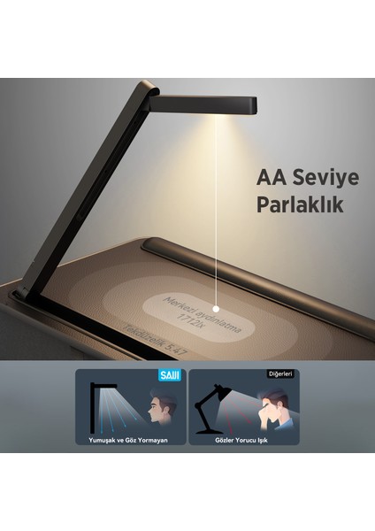 Saiji Gx8 LED Işıklı Çok Fonksiyonlu Laptop Standı – 3 Kademe LED Işık, Büyük Pvc Deri Yüzey, Taşınabilir Laptop Masası, Telefon Tutucu ve Entegre Depolama Çekmecesi ile 17″ Inç Laptop Uyumluluk