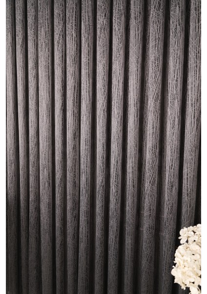 Cam Kırığı Tül Perde, 1/3 Sık Pile Koyu Gri - 450 x 200 cm
