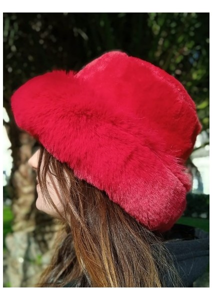 Shopiolog Pofidik Peluş Şapka Kışlık Suni Kürk Kalpak Kabarık Kova Şapka (Yurt Dışından)