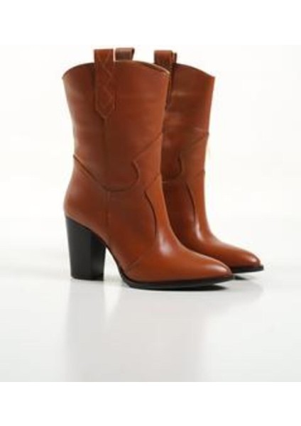 Mubiano Hakiki Deri Collection Kadın Topuklu Kovboy Bot Taba - Mcalm4262 - Tb fiyatları