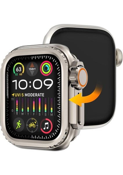 Apple Watch 10 46MM Uyumlu 49MM Ultra Dönüştürücü Metal Kasa Koruyucu