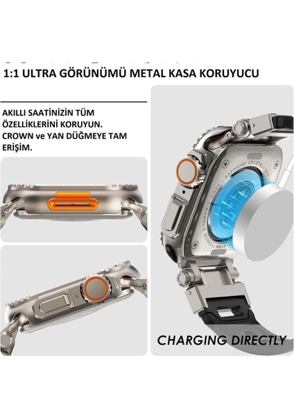 Apple Watch 10 46MM Uyumlu 49MM Ultra Dönüştürücü Metal Kasa Koruyucu