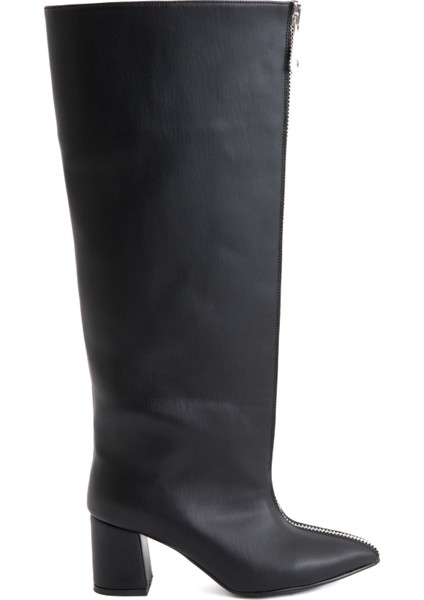 Jude Siyah Fermuar Detaylı Çizme