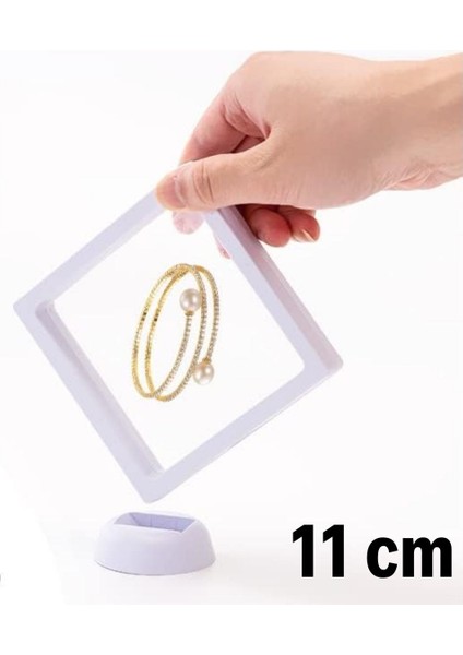 Buffer® 11 x 11 cm Standlı 3D Takı Ziynet Hatıra Koleksiyon Saklama Kutusu Şeffaf Film Çerçevesi