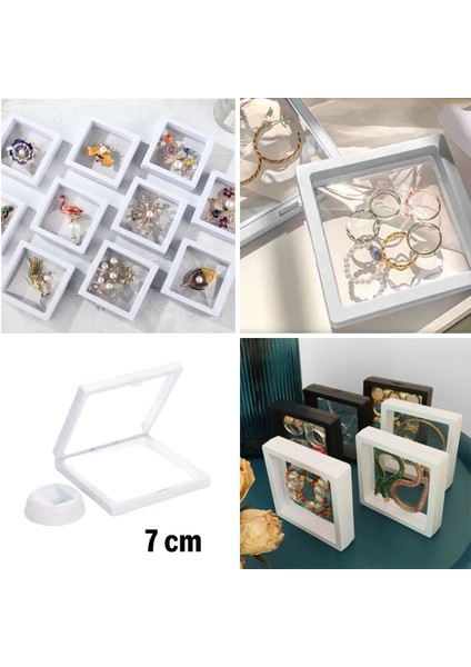 Buffer® 7 x 7 cm Standlı 3D Takı Ziynet Hatıra Koleksiyon Saklama Kutusu Şeffaf Film Çerçevesi