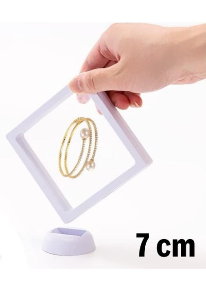 Buffer® 7 x 7 cm Standlı 3D Takı Ziynet Hatıra Koleksiyon Saklama Kutusu Şeffaf Film Çerçevesi