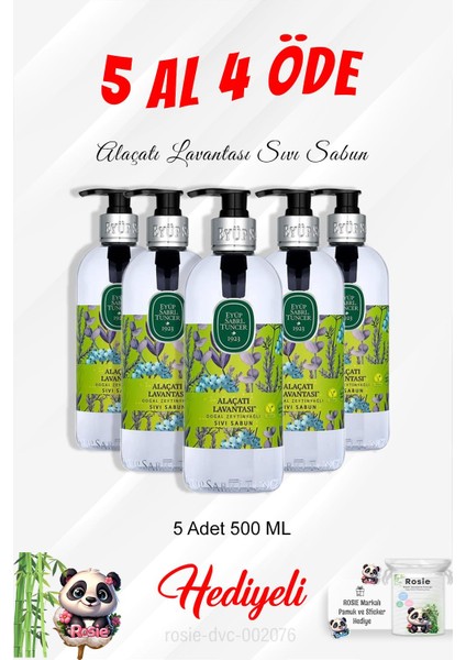 Sıvı Sabun 500 ml Alaçatı Lavantası 5 Al 4 Öde ve Rosie Pamuk