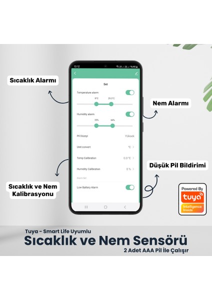 Zigbee Sıcaklık ve Nem Sensörü ( Tuya Smart Life Home Assistant Uyumlu )