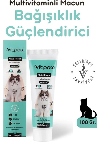 Multi Paste 100 Gr.(KEDİLER İÇİN BAĞIŞIKLIK GÜCLENDİRİCİ VE TÜY YUMAĞI ÖNLEYİCİ MULTİVİTAMİN) Kedi Vitamin