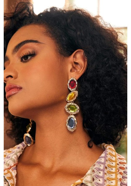 Parlak 4 Taşlı Uzun Abiye Küpe fiyatları