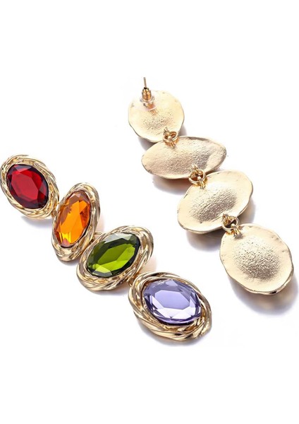 Parlak 4 Taşlı Uzun Abiye Küpe modelleri