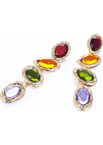 Parlak 4 Taşlı Uzun Abiye Küpe fırsatları