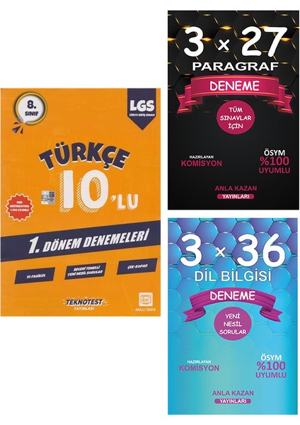8. Sınıf Lgs 1. Dönem Türkçe 10 Lu Denemeleri / Anla Kazan / Dilbilgisi Deneme