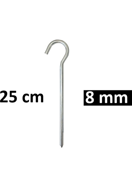 Çadır Tarp Kazığı 8mm 25CM Galvanizli 6 Adet