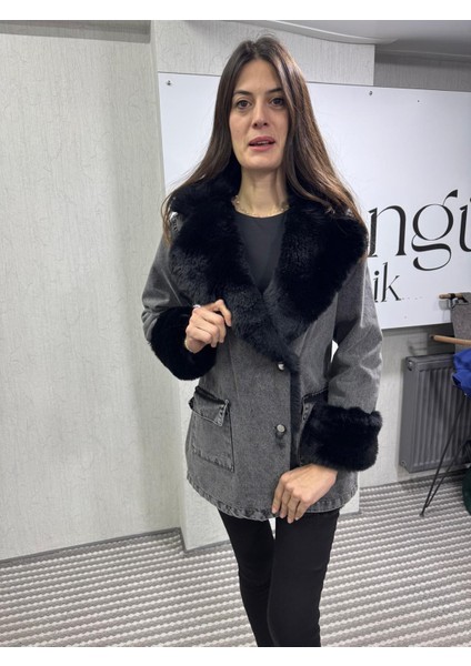 Içi Kürklü Dışı Jeans Mont