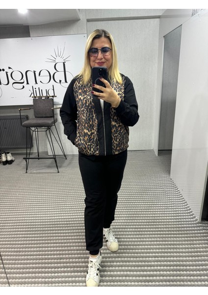 Hakim Yaka Fermuarlı Leopar Desenli Takım modelleri