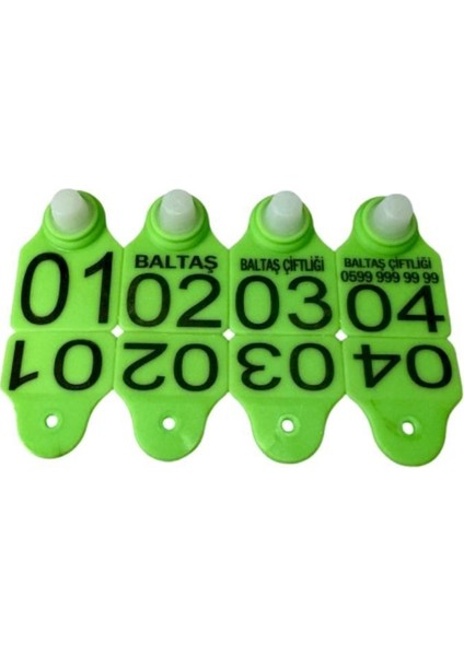 100 Adet Yeşil Renk Küçükbaş (Koyun-Keçi) Hayvan Küpesi