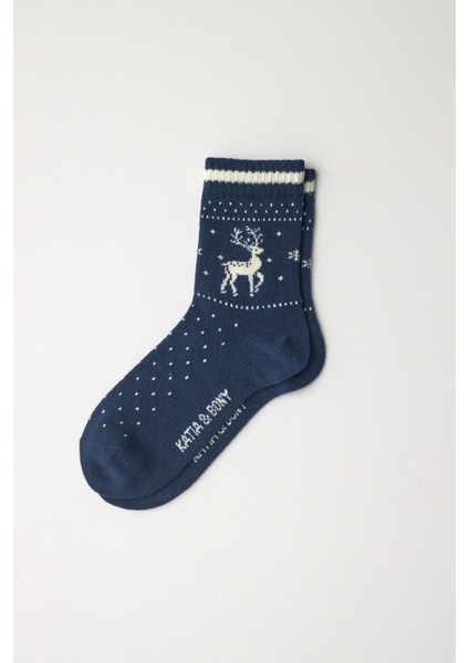 Kadın Yeniyıl Desenli Soket Çorap Lacivert fiyatları