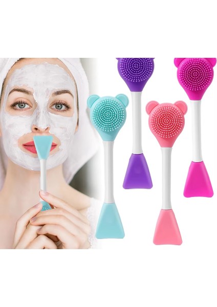 Silikon Yüz Temizleme Fırçası ve Maske Uygulama Spatulası 1 Adet