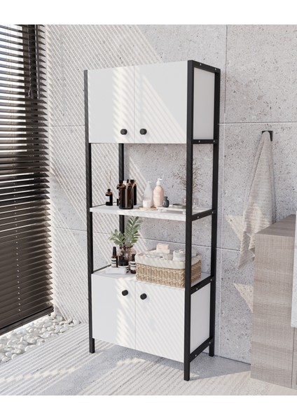 Ygdecor Banyo Düzenleyici Mutfak Rafı Banyo Dolabı Çok Amaçlı Dolap 4 Katlı 4 Kapaklı Metal Mutfak Düzenleyici Çok Amaçlı Dolap modelleri