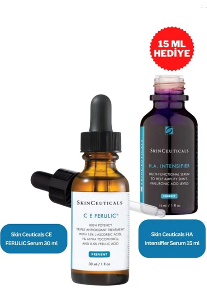 Ds Antiaging Bakım Seti 002 | Ce Ferulıc Serum 30 ml - Ha Intensifier 15 ml Hediye