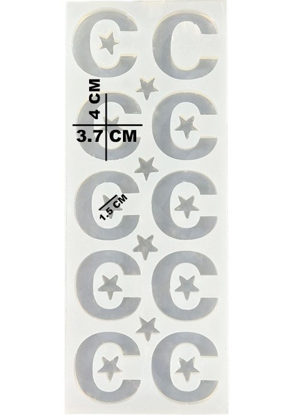 Epoksi Çoklu Silikon Kalıp C Harfi Anahtarlık Reçine Seri Döküm Kalıbı 4 cm 10'lu