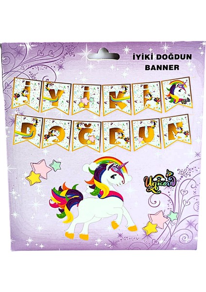 Unicorn Temalı Iyi Ki Doğdun Banner fiyatları