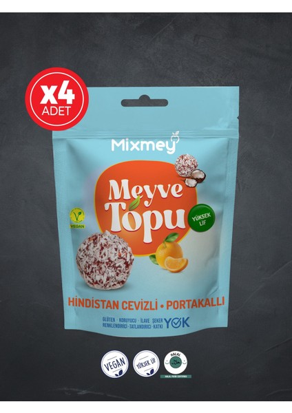 Hindistan Cevizi Kaplamalı Portakal Topu 90gr x 4 Adet