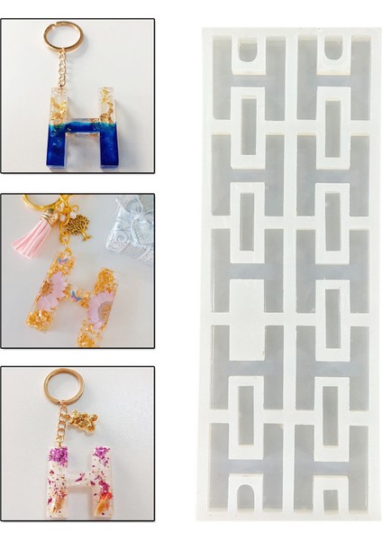 Epoksi Çoklu Silikon Kalıp H Harfi Anahtarlık Reçine Seri Döküm Kalıbı 4 cm 10'lu