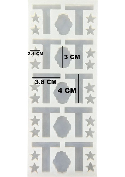 Epoksi Çoklu Silikon Kalıp T Harfi Anahtarlık Reçine Seri Döküm Kalıbı 4 cm 10'lu