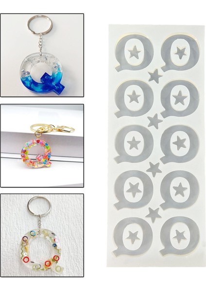 Epoksi Çoklu Silikon Kalıp Q Harfi Anahtarlık Reçine Seri Döküm Kalıbı 4 cm 10'lu