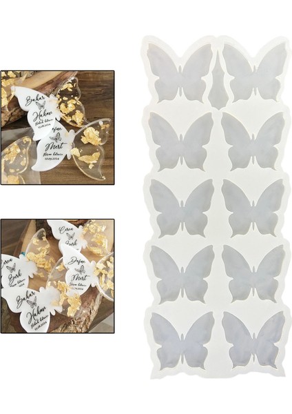 Epoksi Reçine Silikon Kalıp Çoklu Kelebek Magnet Kalıbı Seri Döküm Kalıbı 7 cm 10'lu