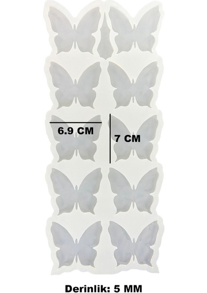 Epoksi Reçine Silikon Kalıp Çoklu Kelebek Magnet Kalıbı Seri Döküm Kalıbı 7 cm 10'lu modelleri